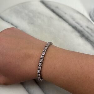 Pink flower Sterling silver tennis bracelet